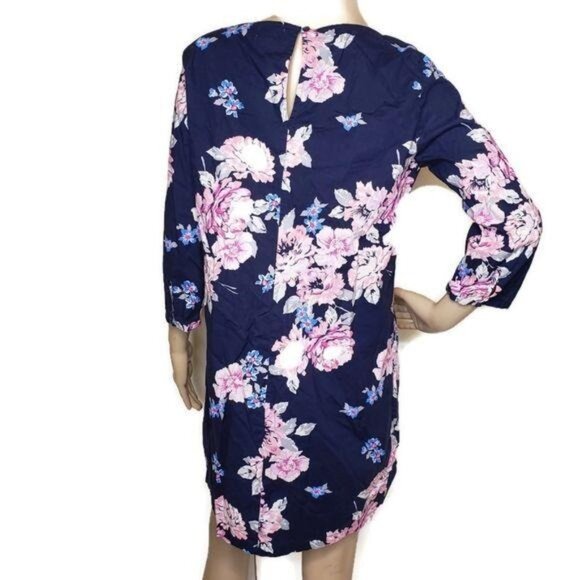 Old Navy Women Floral Print Dress size M Navy w/ Pink large flowers garden party - Picture 5 of 9